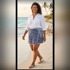 VTG Liz Claiborne Woman multi color beach chair skort 24W Fun!